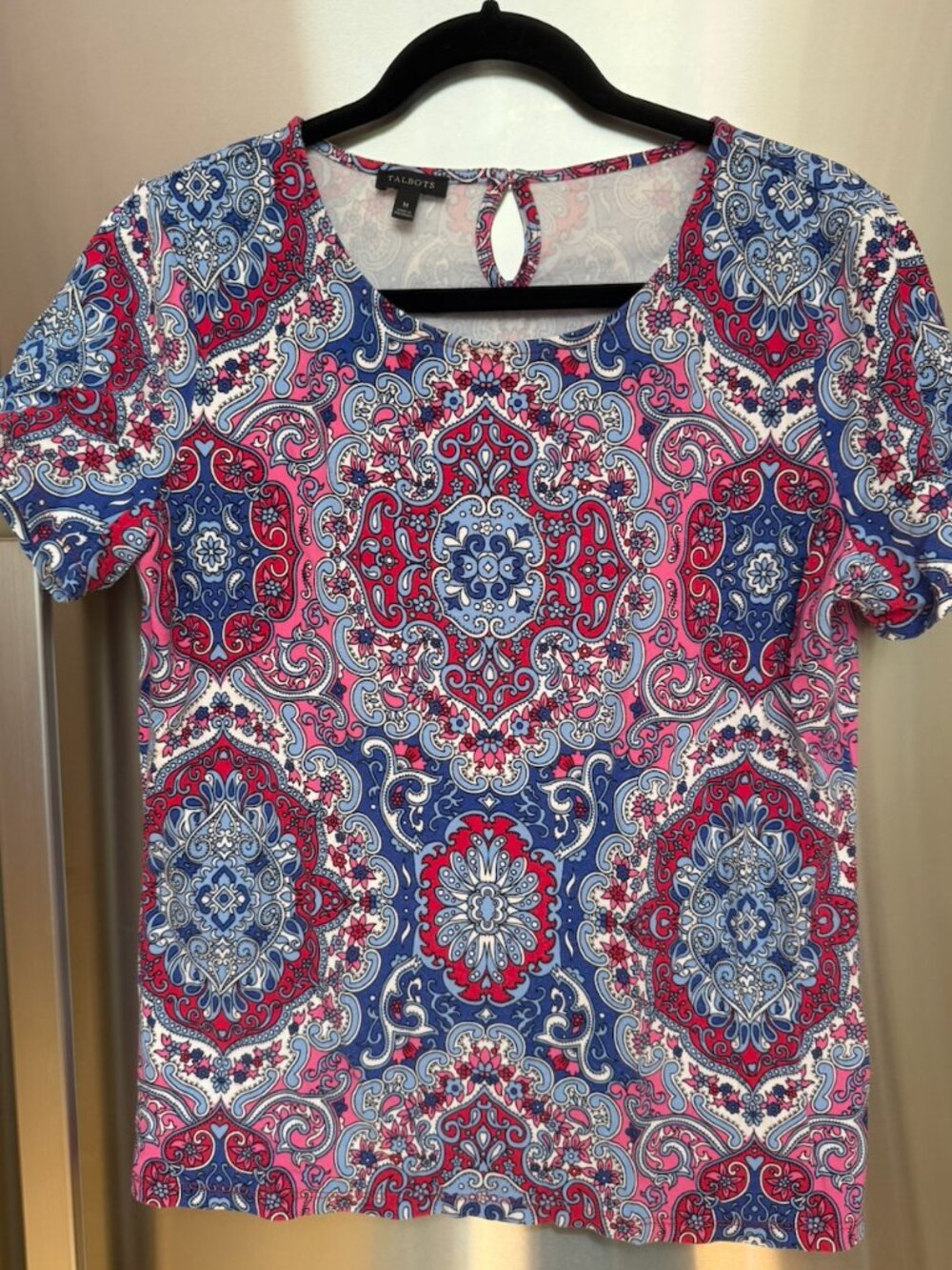 Talbots Paisley Rayon Stretch Top short sleeve M